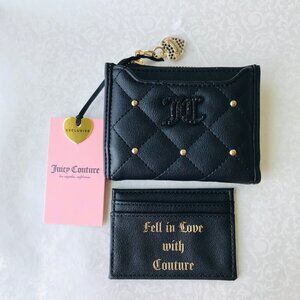 JUICY COUTURE Holding The Line Bifold W/pullout Card Case Wallet Zip coin pocket